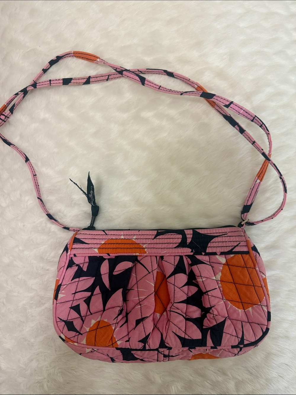 Vera Bradley Frannie Crossbody bag in the "Loves Me" pattern